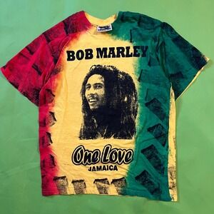 Large‎ Bob Marley T Shirt Natural High Tie Dye One Love Jamaica Mens Graphic